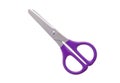 Violet plastic handle closed scissors