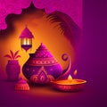 Violet Pongal Indian Holiday Background. Generative AI Royalty Free Stock Photo