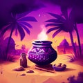 Violet Pongal Indian Holiday Background. Generative AI Royalty Free Stock Photo