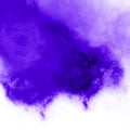 Violet purple color watercolor splash, bright expressive abstract background wallpaper backdrop texture. Watercolor on white paper