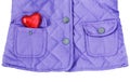 Violet purple quilted jacket with heart in pocket