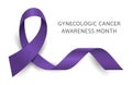 Violet purple ribbon. Gynecologic Cancer Awareness Month vector background. GCAM ribbon