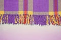Violet, purple vintage blanket tartan plaid wth copy space, texture background Royalty Free Stock Photo