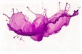 Violet and purple water color drop splash diffuse on white background. Royalty Free Stock Photo