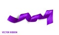 Violet realistic silk vector ribbon Royalty Free Stock Photo