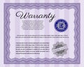 Violet Retro Warranty Certificate template. Elegant design. With complex background. Detailed