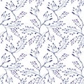 Violet botanical pattern with purple watercolor branches Royalty Free Stock Photo