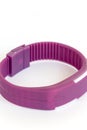 Violet rubber digital watch over white background Royalty Free Stock Photo