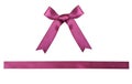 Violet satin bow and ribbon isolated. Royalty Free Stock Photo