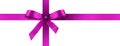 Violet Satin Gift Ribbon with Decorative Bow - Panorama Banner Royalty Free Stock Photo
