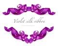 Violet silk ribbon on white