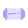 Violet simple coupon in cartoon flat style isolated on a white background. Vector illustration of Gift Voucher Coupon