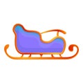 Violet sleigh icon, cartoon style