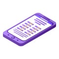 Violet smartphone icon, isometric style