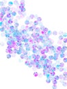 Violet spangles confetti scatter vector background.