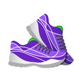 Violet sport sneakers, modern illustrations in flat style.