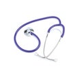 Violet stethoscope on white background.