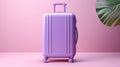 Violet suitcase on pastel violet background