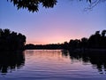 Violet sunset on the lake