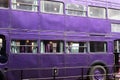 The violet three-decker Knight Bus Warner Bros. Studios, London, UK , Making of Harry Potter Studio Tour