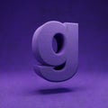 Violet velvet letter G lowercase. Indigo color font character