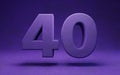 Violet velvet number 40. Indigo color font character