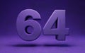 Violet velvet number 64. Indigo color font character
