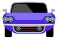 Violet vintage car icon. Transport front view