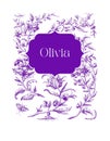 Violet Vintage Retro Floral Pattern Name Olivia T Shirt