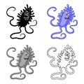 Violet virus icon in cartoon style on white background. Viruses and bacteries symbol stock vector illustration. Royalty Free Stock Photo