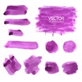 Violet watercolor brush strokes. Vector brush stroke