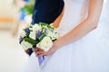 Violet wedding bouquet on hand