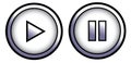 Violet white black play pause button icon vector Royalty Free Stock Photo