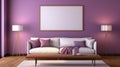 Violet white interior eclectic living room ai generated background image