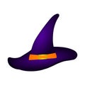 Violet Witch Hat isolated on white background. Wizard Hat. Vector Illustration for your Design, Game,Card.