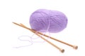 Violet woolen a thread with spokes for knitting Royalty Free Stock Photo