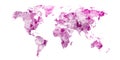 Violet world map with stains