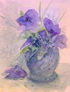 Violets watercolor painting abstract