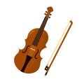 Violin in cartoon style isolated on white background. String musical instrument