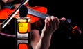 Violin on a black background, close-up. musical concept for perfume Si