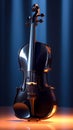 violin black cinematic on blue background generative AI