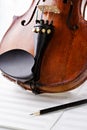 Violin on a blank music books Royalty Free Stock Photo