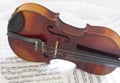 Violin Body with sheet music Royalty Free Stock Photo