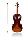 Violin and bow back view Royalty Free Stock Photo