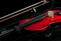 Violin and bow in black case Royalty Free Stock Photo