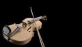 Violin with bow Classical musical instruments of  closeup  isolated on black background Royalty Free Stock Photo