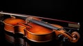 Violin with bow isolated on black background with clipping path, generative ai Royalty Free Stock Photo