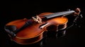 Violin with bow isolated on black background with clipping path, generative ai Royalty Free Stock Photo