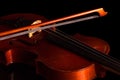 Violin and bow isolated on black Royalty Free Stock Photo