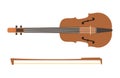 Violin with bow isolated fine performance stringed classical music art instrument and concert musical orchestra string